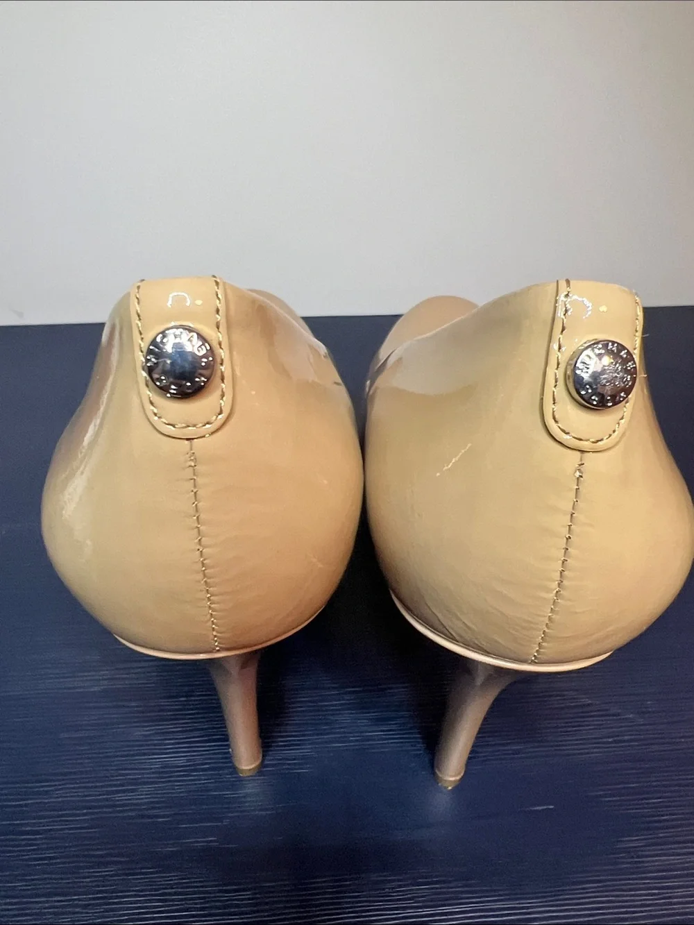 Michael Kors Nude  Patent Leather Platform Stiletto Pumps - Womens Heels Size 8